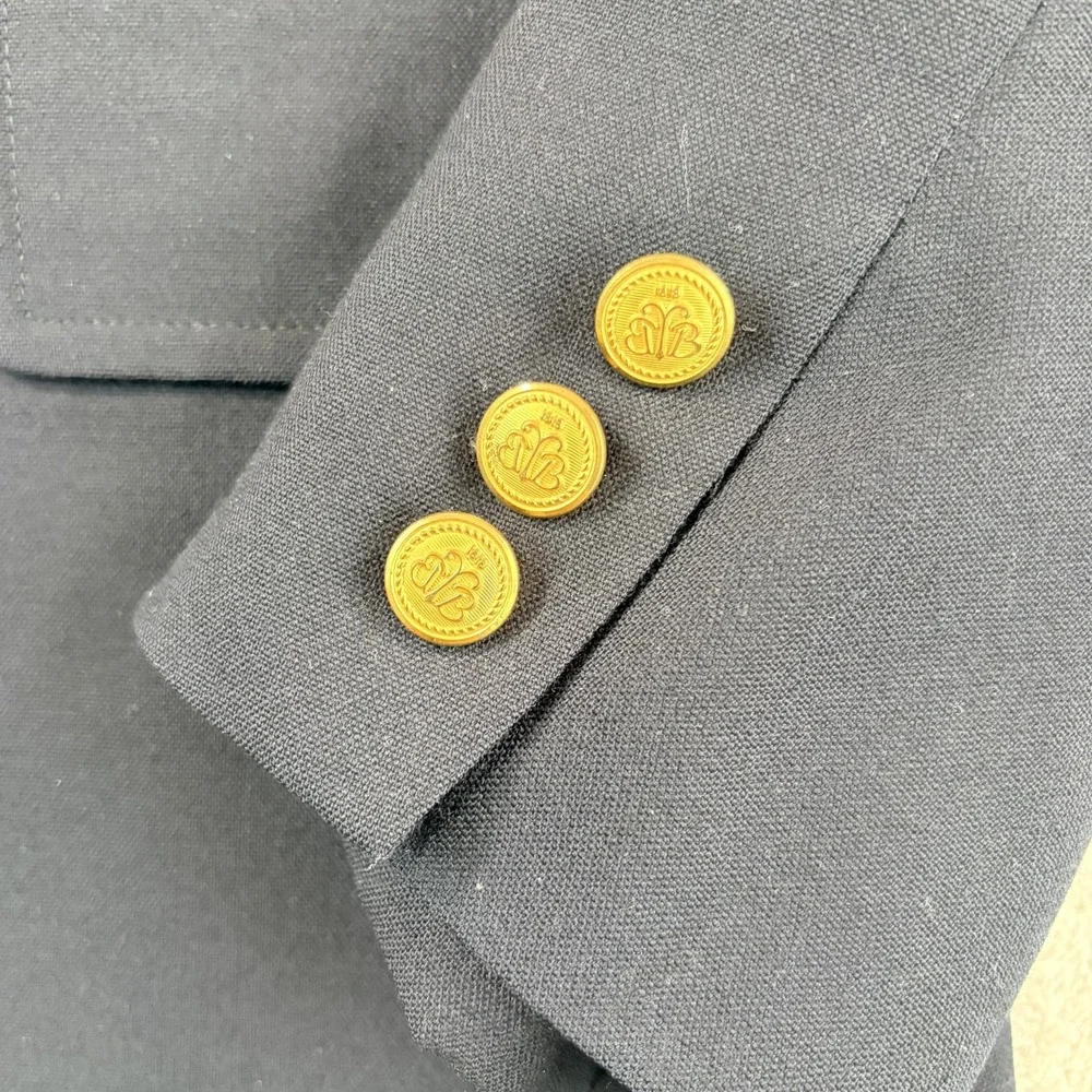 Vintage Brooks Brothers Brooksease Navy Hopsack Gold Button Blazer 41L Made USA